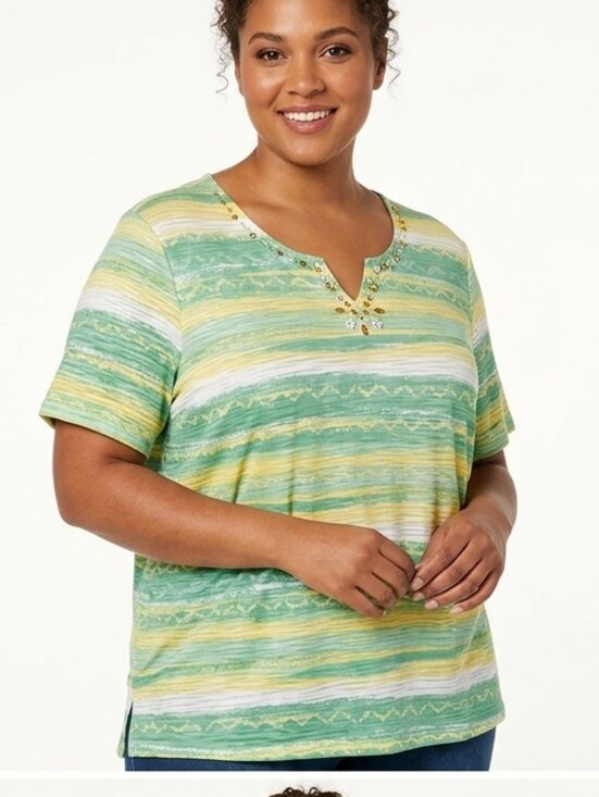 Alfred Dunner Tops - NWT Alfred Dunner Embellished Split Neck Top